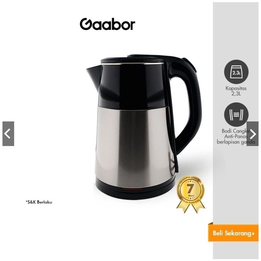 Gaabor Kettle Pemanas Air 2.3 Liter /GK-S23A Warna Gold