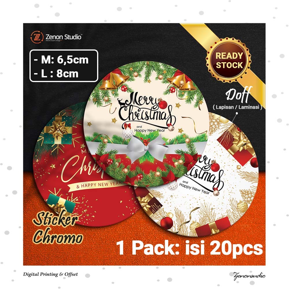 

[20pcs] Stiker Natal Christmas | Sticker Label Kue Cookies Toples Hampers Xmas Ver4