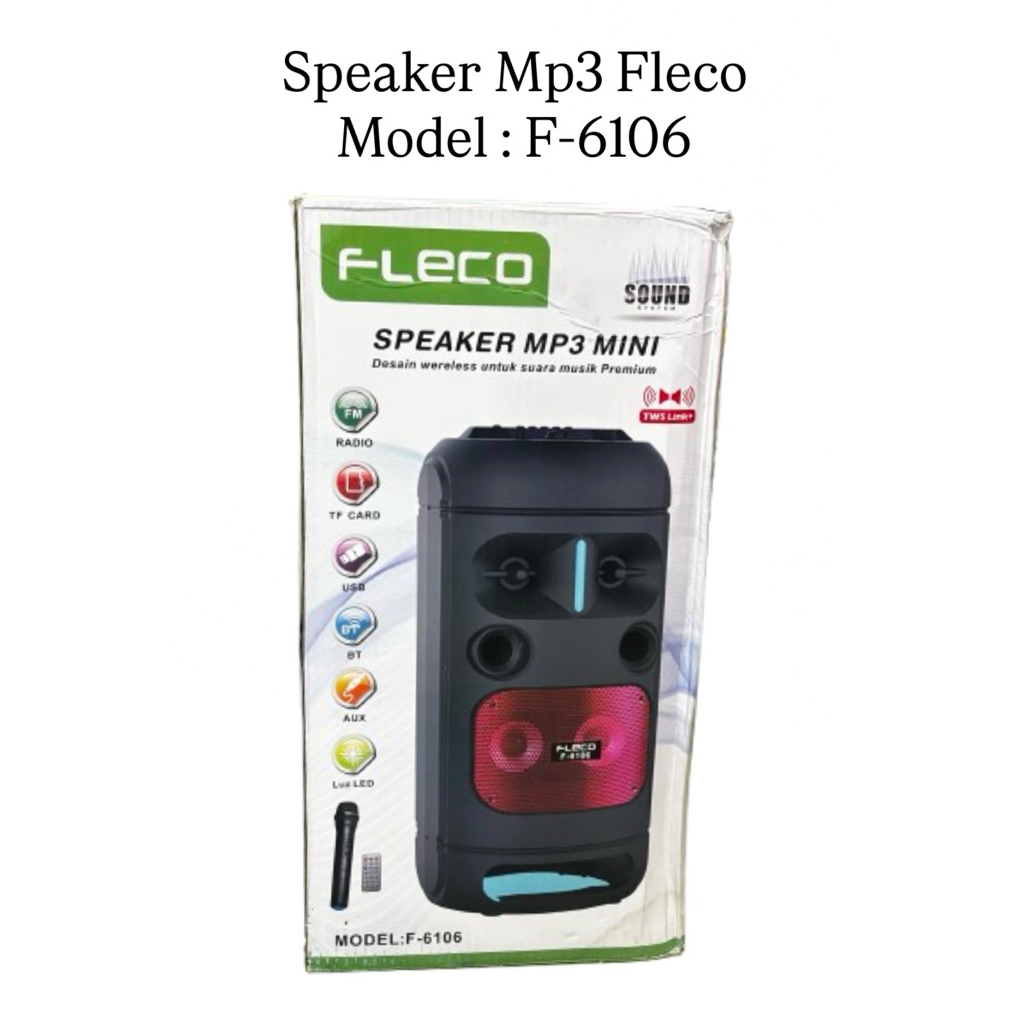 Jual Speaker Mp3 Fleco F-6106 Dengan Mic Dan Remote/Speaker Jumbo Murah