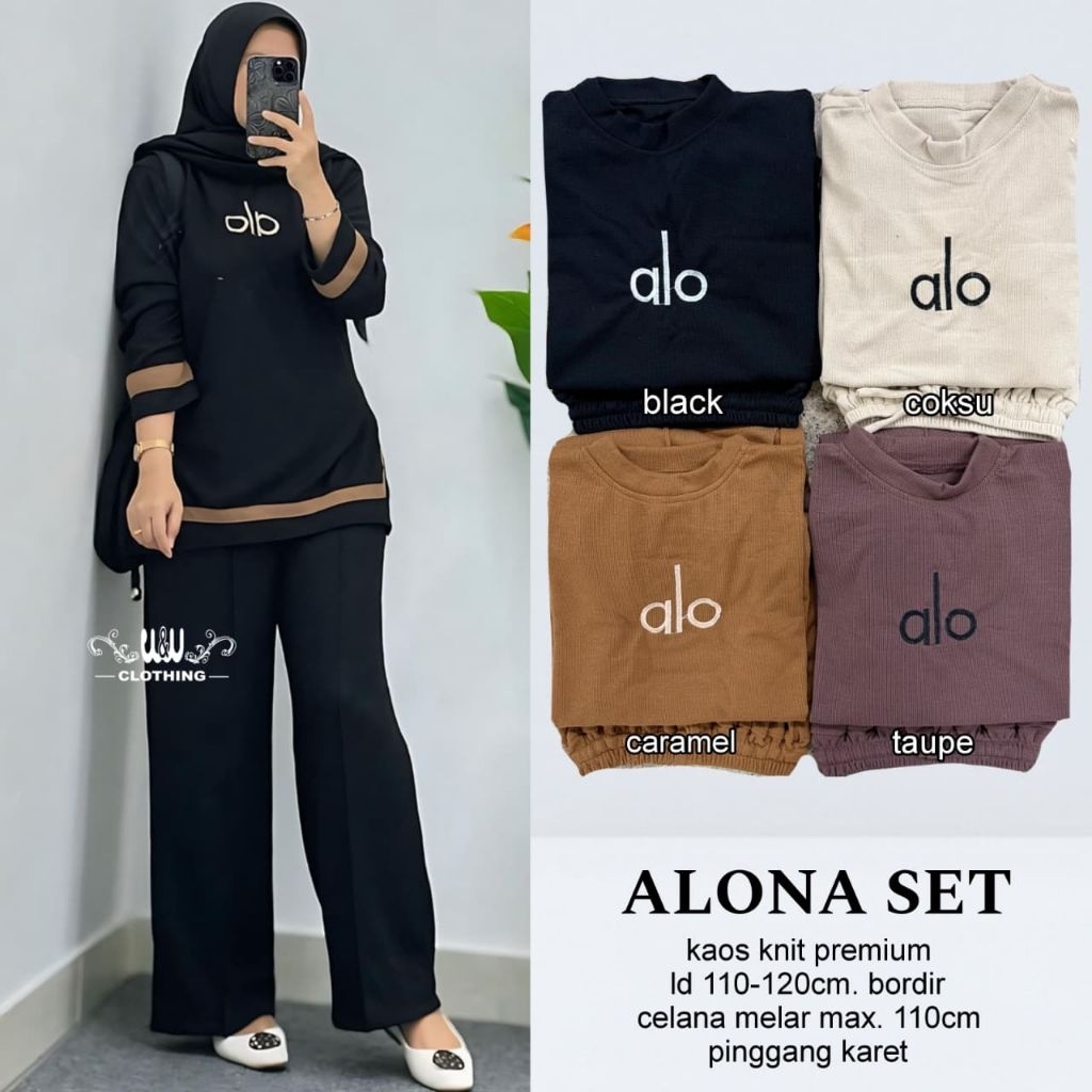 setelan kaos wanita terbaru alona one set knit wanita