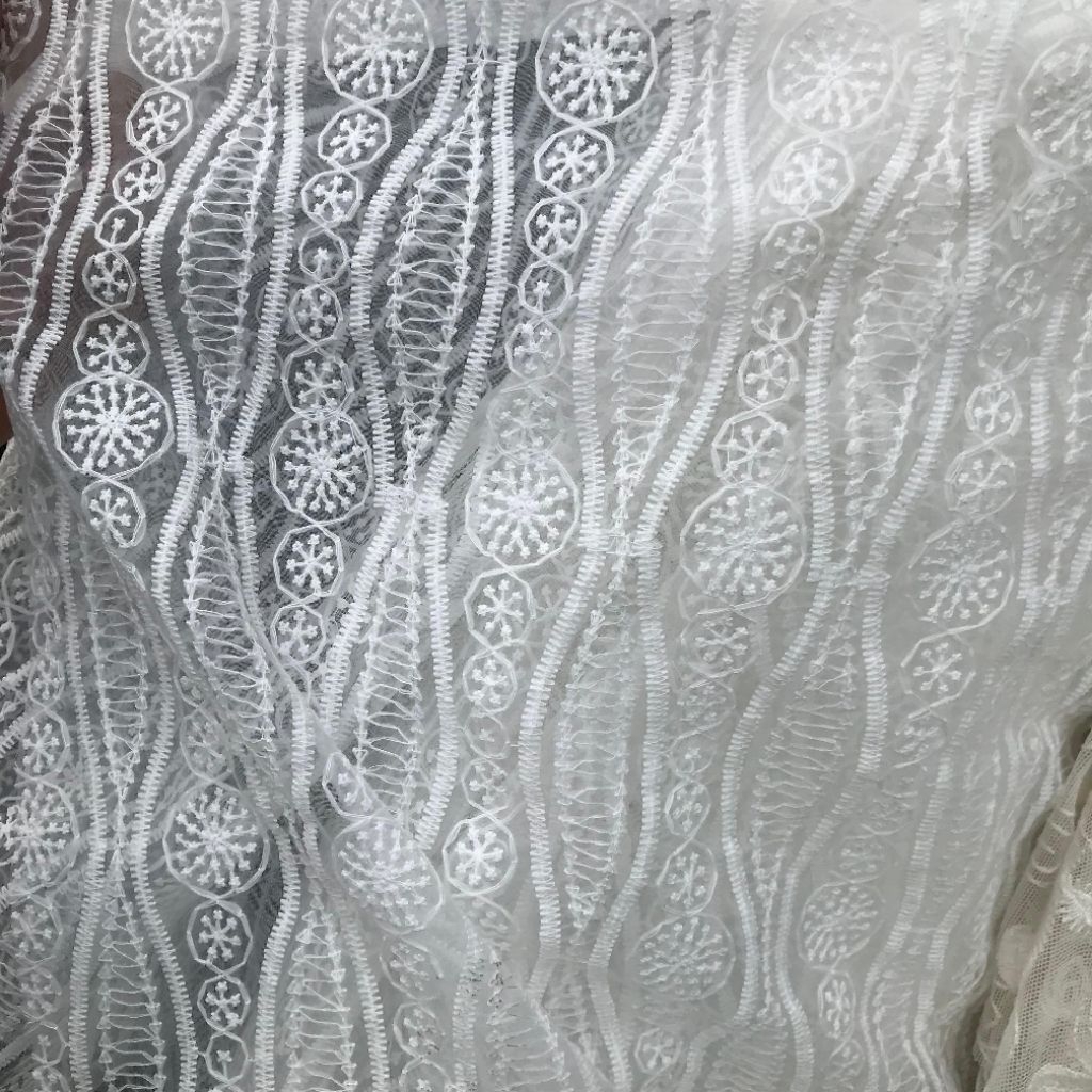 Kain Organza bordir - Kain organza bordir bunga - Kain Kebaya organza bordir