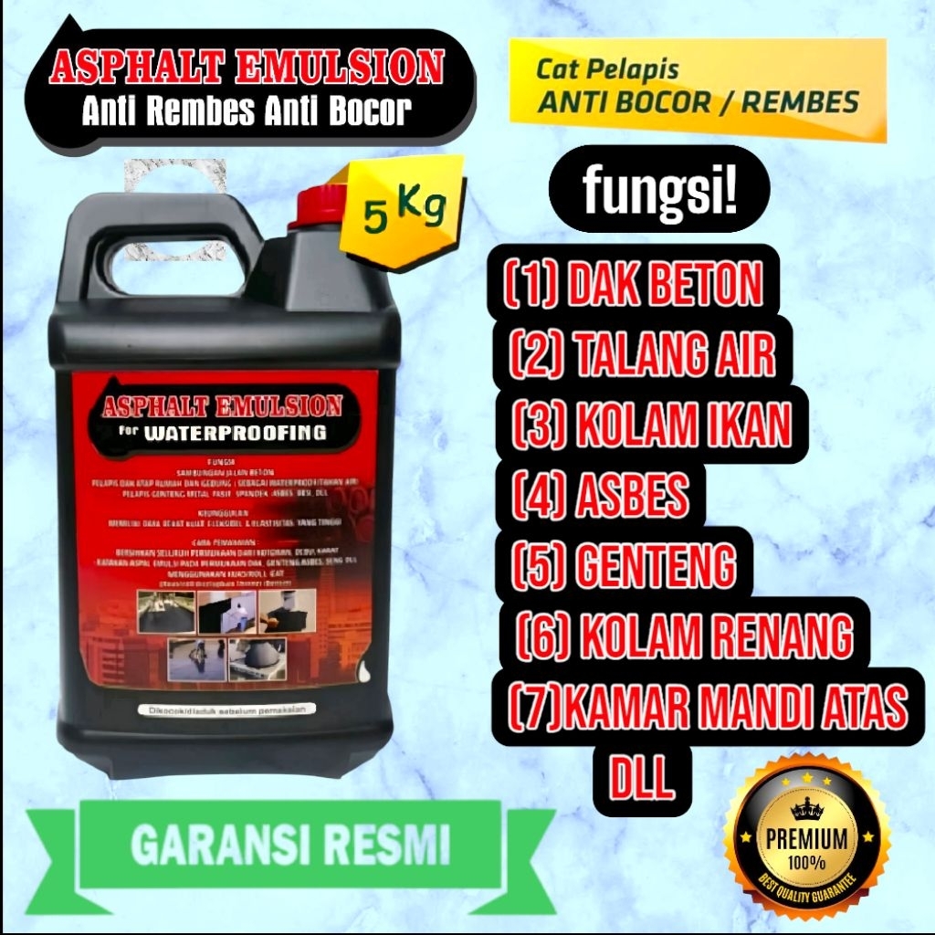 aspal cair anti bocor anti rembes 5 kg asphlt emulsion for Waterproofing cat plapis anti bocor dan r