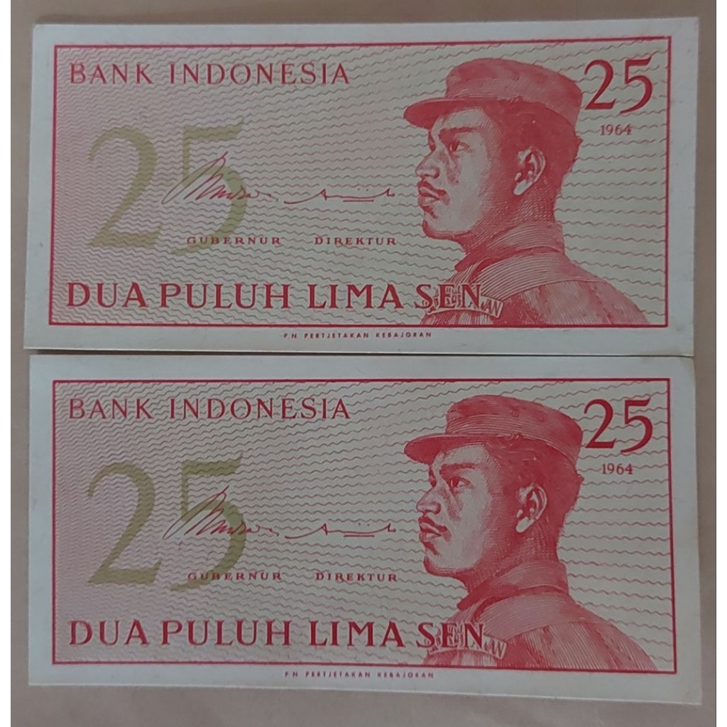 Uang Kuno Indonesia 25 Sen & 50 Sen Tahun 1964 Seri Sukarelawan