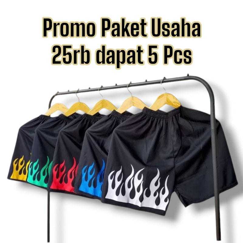 CELANA KOLOR BOXER MOTIF API PRIA WANITA -CELANA PENDEK OLAHRAGA API