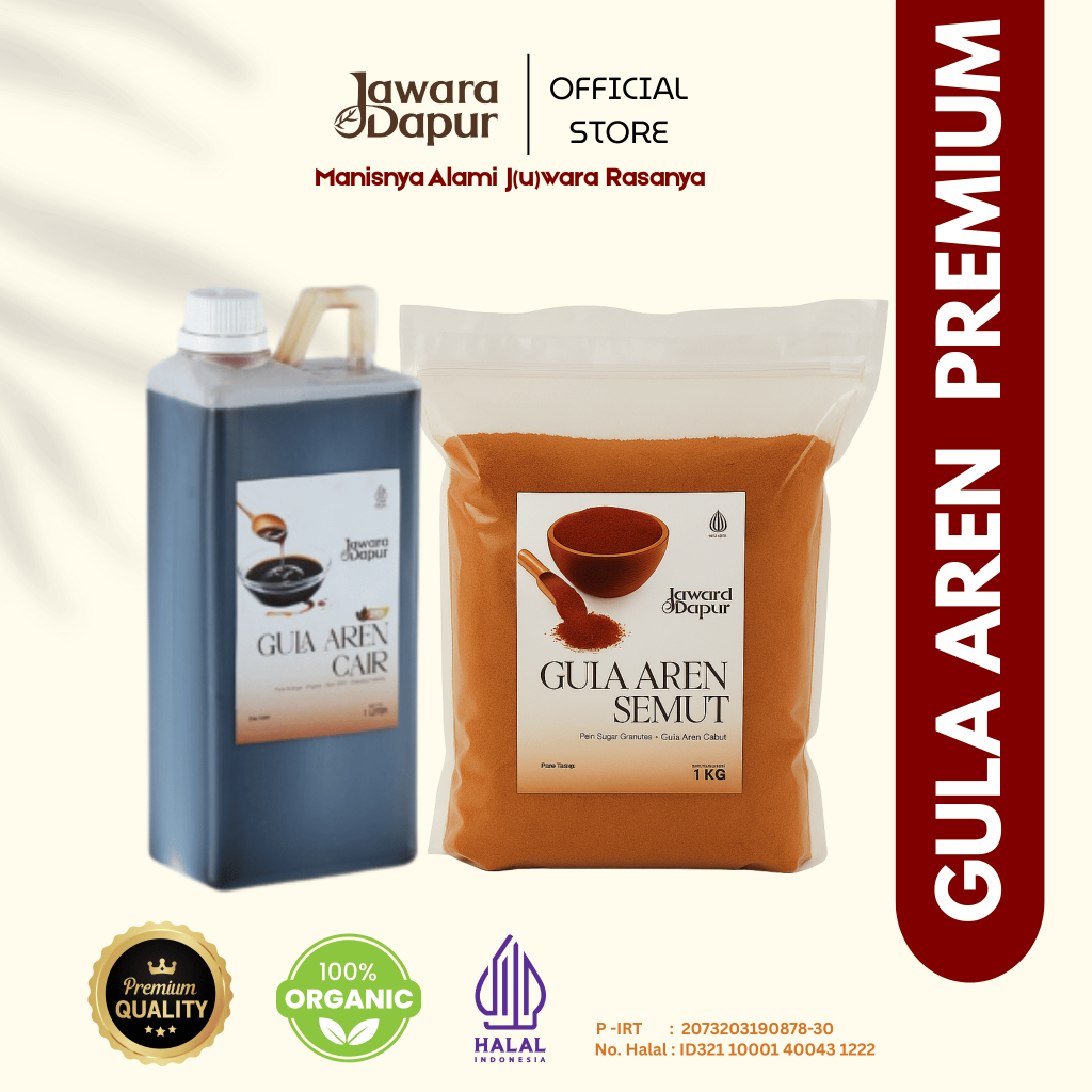 

JAWARA I Gula Aren Bubuk 1 Kilogram + Gula Aren Cair 1 Liter PREMIUM QUALITY Jawara Dapur