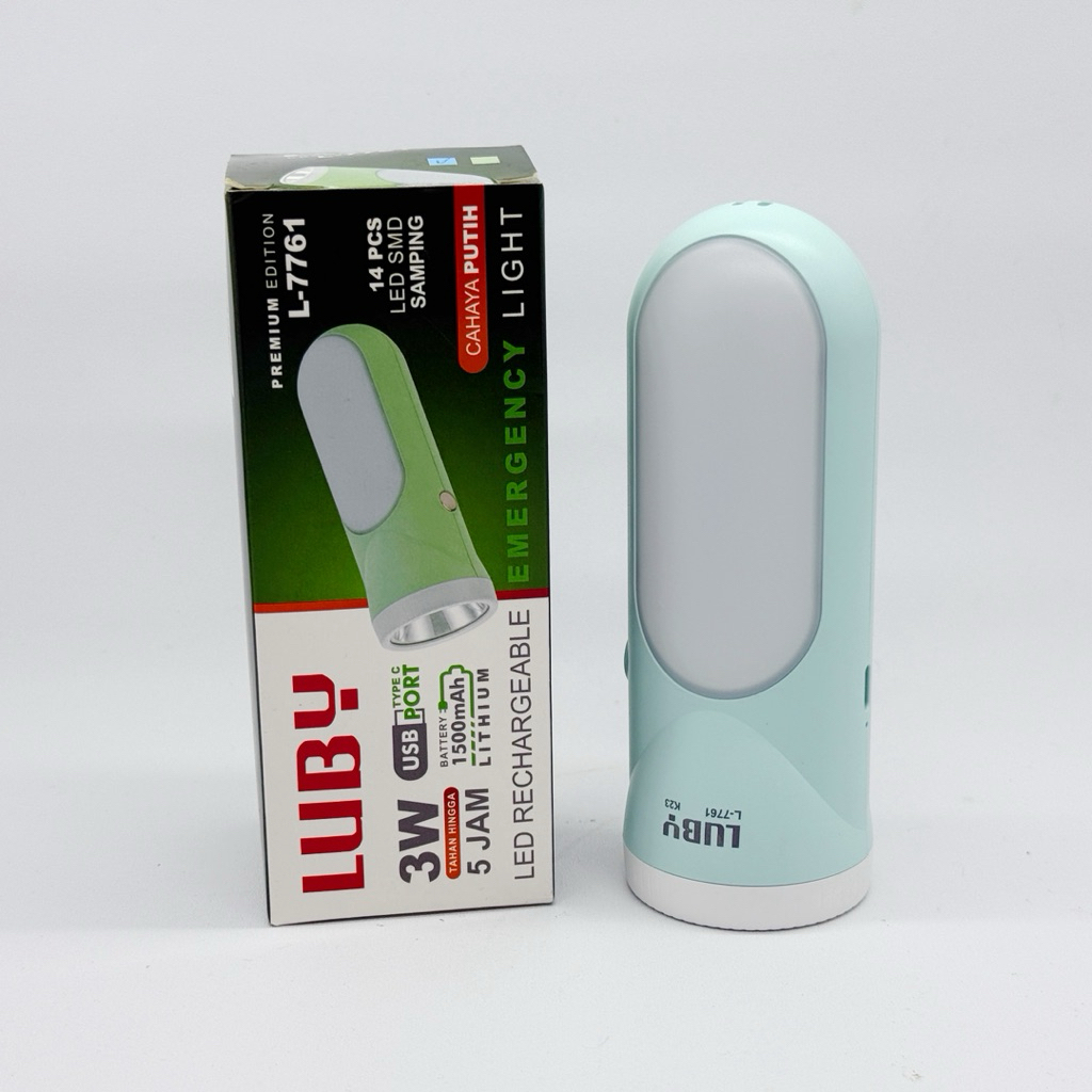 Senter Tangan Luby L- 7761 Led 3 Watt  Senter Emergency Luby Charger Usb C