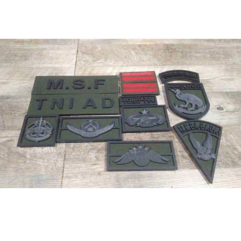 Patch Laser Full Set Nama PDL Bripet PDH Bahan Acrilik Timbul Bebas Costume Nama Logo Kesatuan