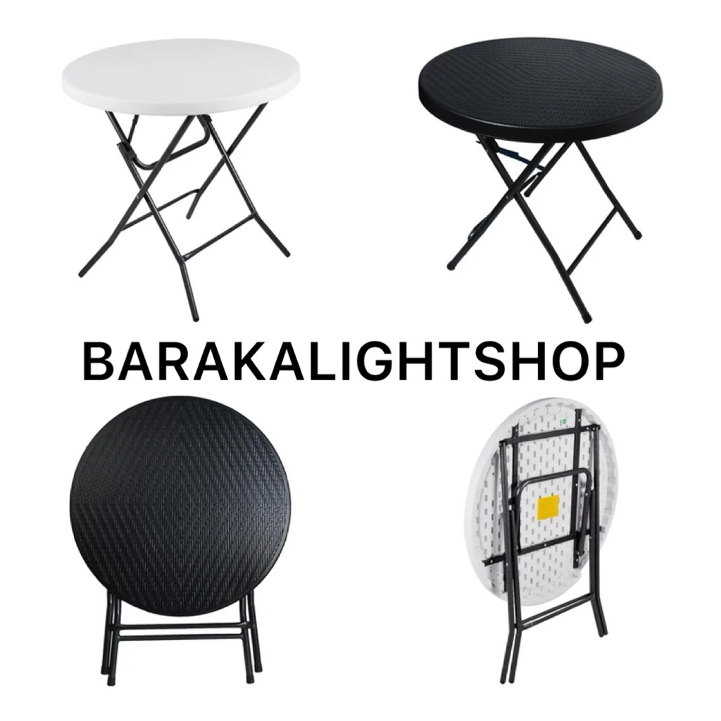 KRISBOW MEJA LIPAT PERSONAL HITAM  ROTAN OUTDOOR & INDOOR 80x80CM/KRISBOW ROUND FOLDING RATTAN TABLE