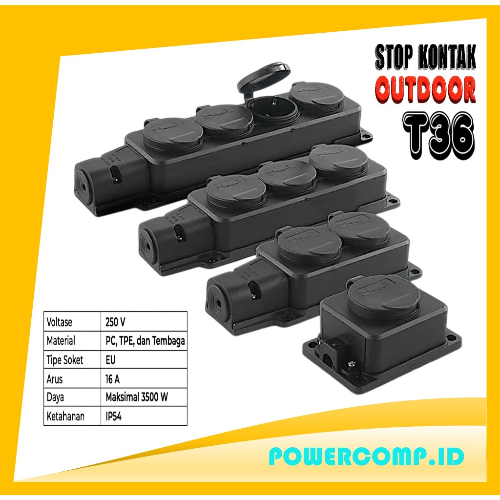 TANXIS T36 Stop Kontak Colokan Listrik Stopkontak Listrik Daya 15A 90-250V 3500W Outdoor Waterproof 