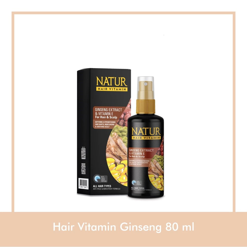 Natur Hair Vitamin Ginseng Anti Rontok 80ml || Natur Hair Vitamin Ginseng Menguatkan Rambut