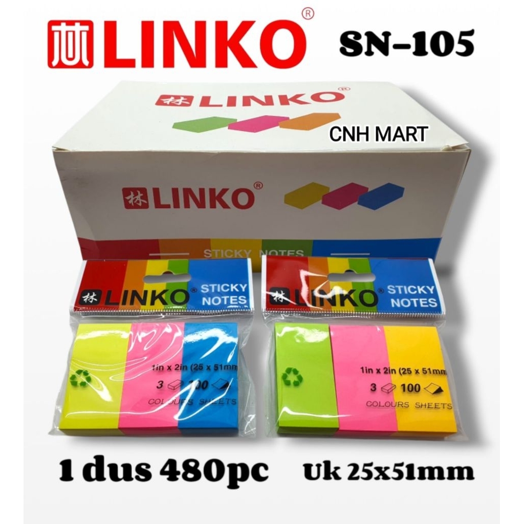 

Sticky Notes Lingko SN - 109 5 Warna 500 Lembar Ukuran 76 x 50MM - Memo - Post it