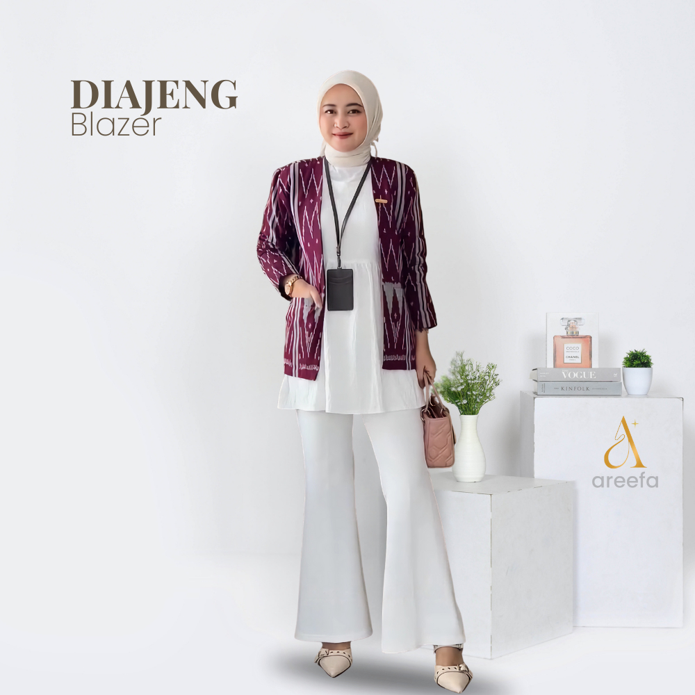 Areefa - Outer Blazer Batik Tenun Etnik Premium Wanita Remaja Modern Elegant Formal Casual Kantor