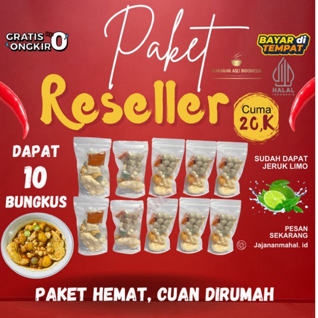 

Baso Aci 10 bungkus hemat / bakso aci Original Kuah Pedas instan, boci cemilan murah isi banyak