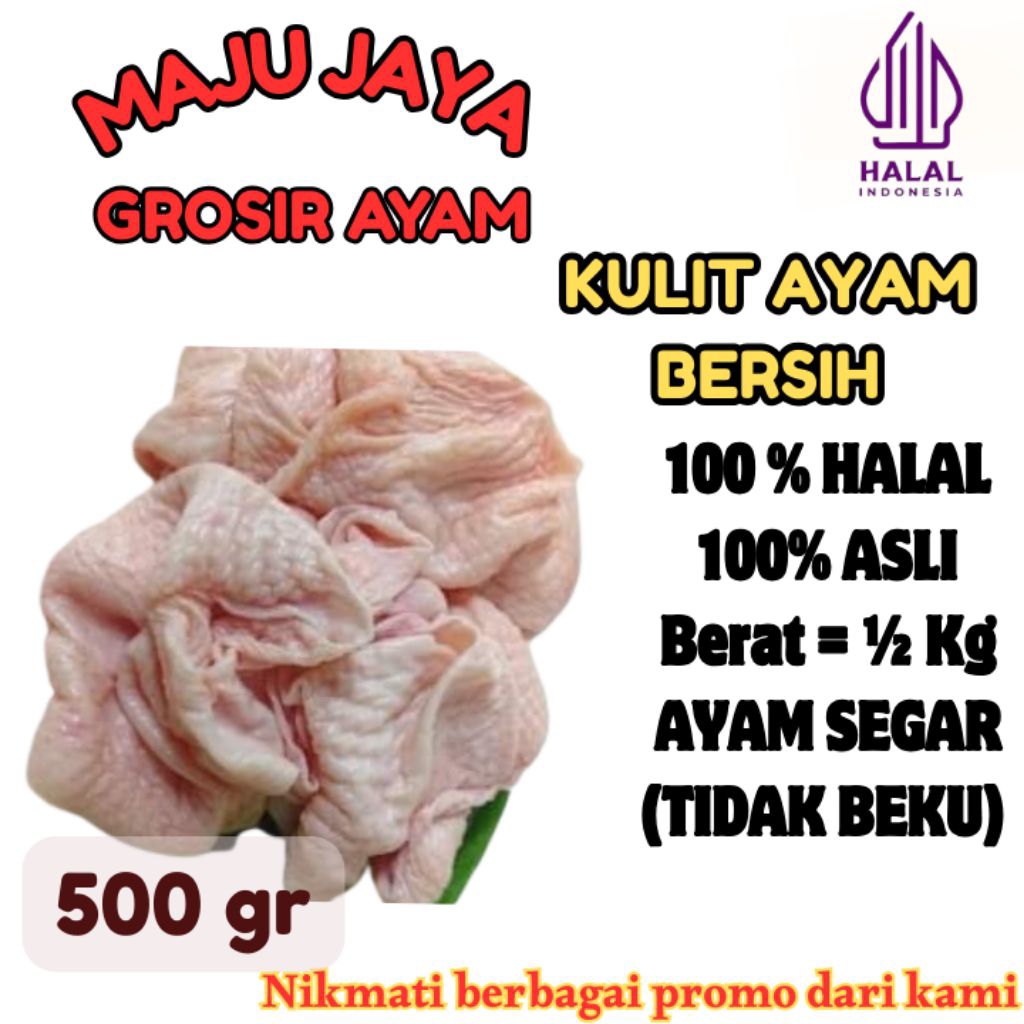 

KULIT AYAM BERSIH 1/2 Kg (500gr) KILIT AYAM/ LEMAK AYAM / MINYAK AYAM/ SEGAR / BERSIH / AYAM BROILER / AYAM NEGRI / AYAM BERKUALITAS /FRESH BERSIH / TIDAK BEKU / HALAL / AMAN DIKONSUMSI