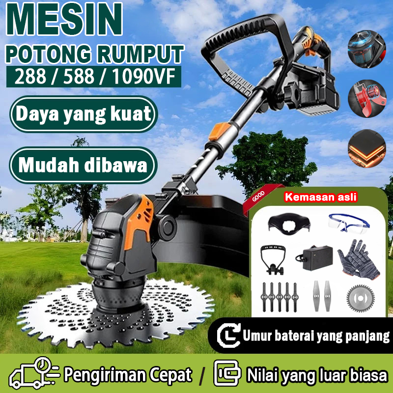 Yournicee Mesin Potong Rumput 288/588/1090VF Pemotong Rumput Listrik Pemangkas Rumput dengan Baterai