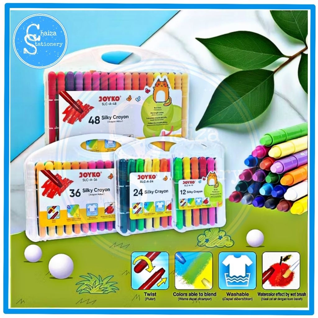

Crayon | Krayon Joyko Twist Crayon 12 24 36 48 Colours Silky Oil Pastel /Krayon Joyko 12 24 36 48 Warna Halus Putar SLC-A]