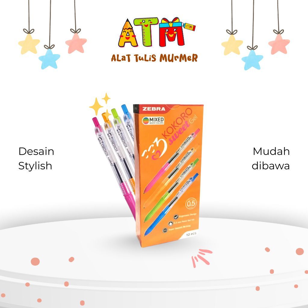 

Bollpoint/Pulpen/Bulpen/Pen/ZEBRA Kokoro Sweet Pulpen Pena 12 Pcs 0.5mm Retractable Ballpoint Pen Tinta Warna Hitam Alat Tulis