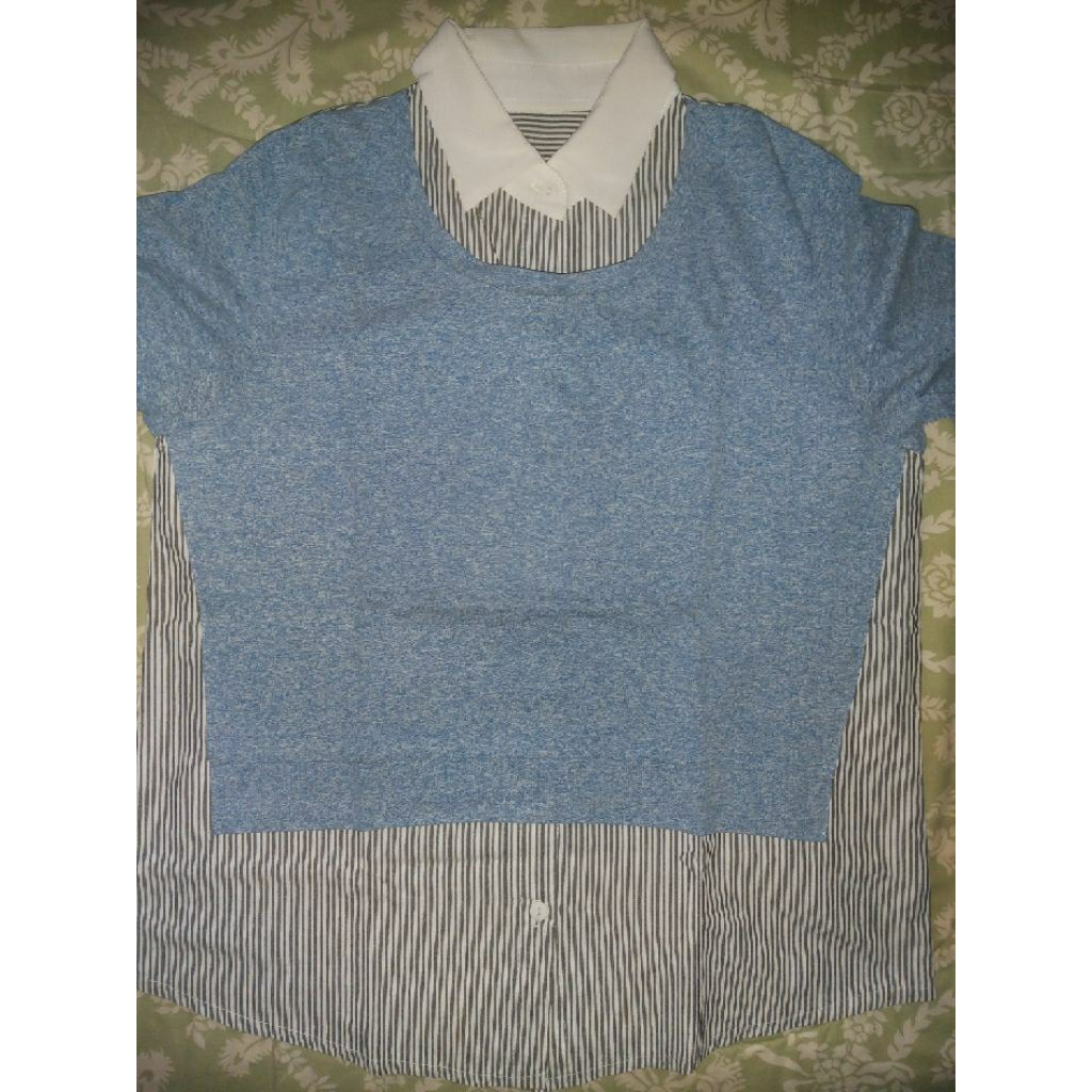 Preloves By NONaBelln Kemaja Mix Sweater Wanita Garis Blue