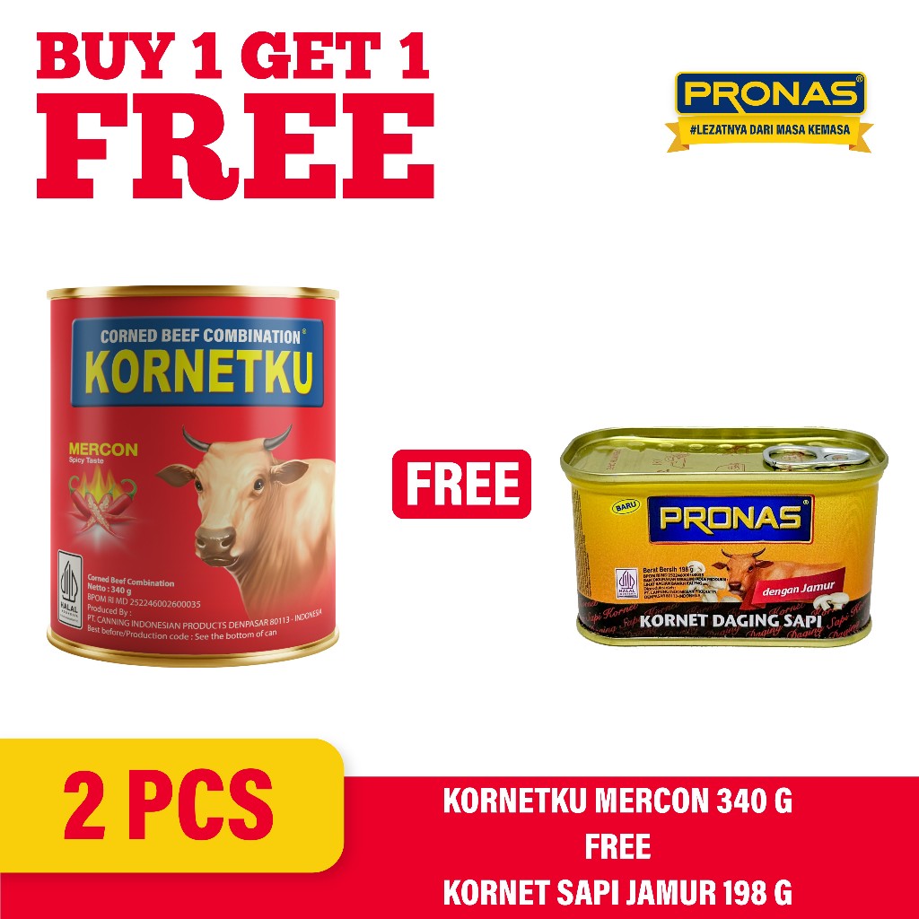 

[BUY 1 GET 1] KORNETKU Kornet Sapi Mercon 340 g Free Kornet Sapi dengan Jamur 198 g