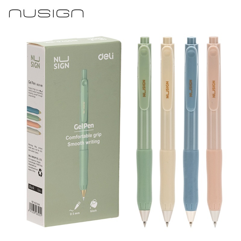 

Nusign Retracable Gel Pen / Pulpen Gel Cetak 0.5 mm Tinta Hitam Biru Body Pastel ENS576