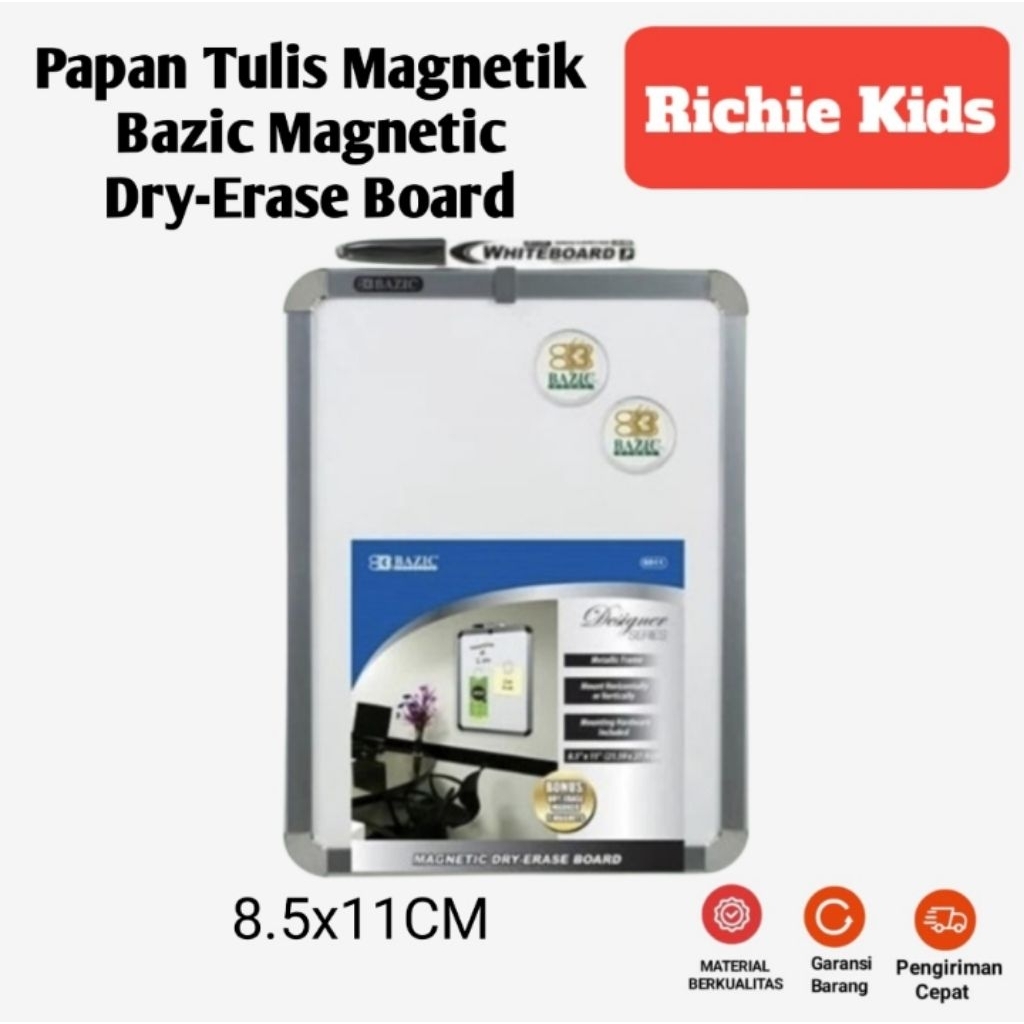

Bazic Magnetic Dry Erase Board / Papan Tulis Magnet Uk 8.5"x11