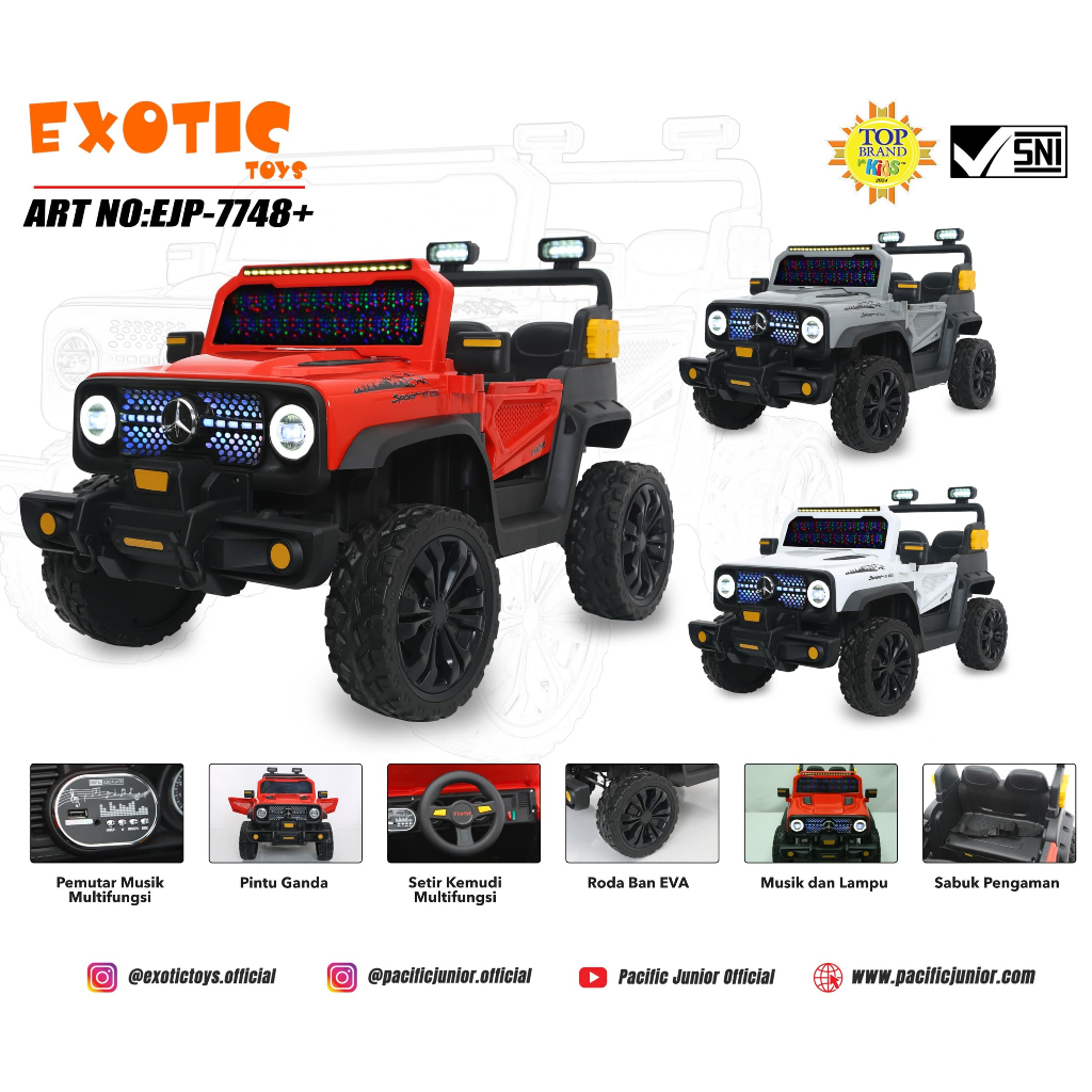 MOBIL AKI JEEP EJP7748+ BAN EVA ANAK BISA DINAIKI PILIHAN BESAR 100KG