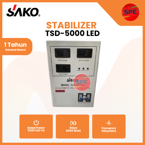 Stabilizer Listrik SAKO Tipe TSD 5000 LED Model Digital TSD5000 (KHUSUS COD MEDAN)
