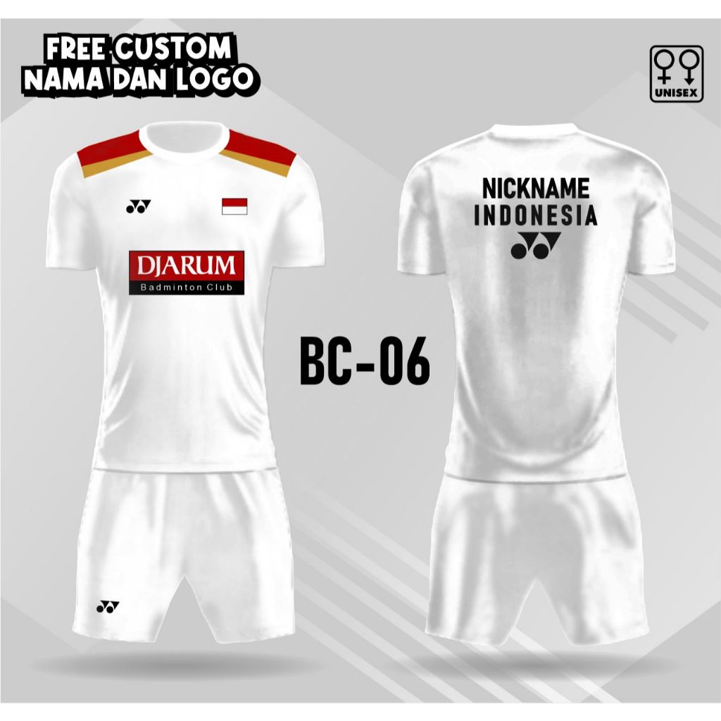 jersey setelan badminton jersey setelan bulu tangkis PB Djarum free custom nama BC-06