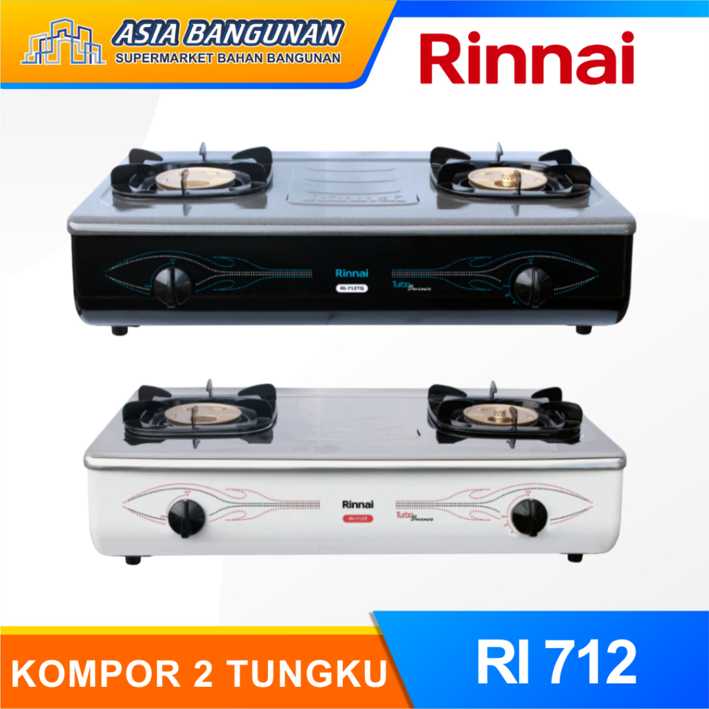 Rinnai Kompor Gas Gas 2 Tungku  RI-712 Hitam/Putih