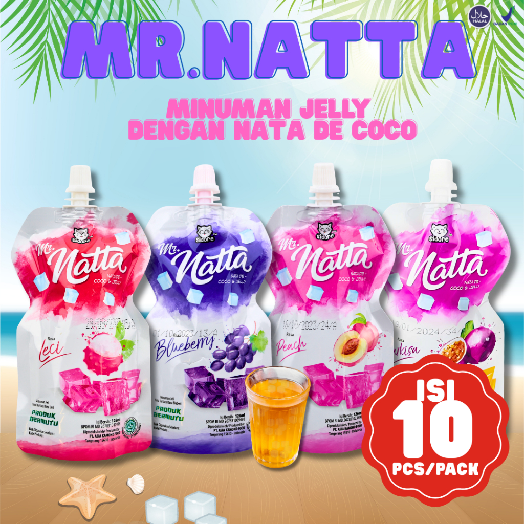MR NATTA PAKET 10PCS ANEKA RASA Bebas gula Fruity Rendah lemak Alami Candy snack Food Snacks