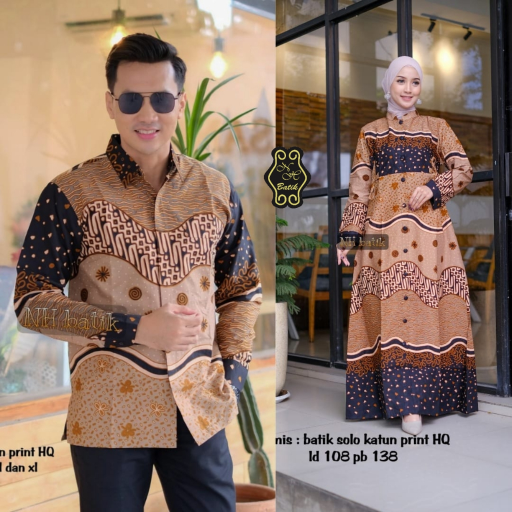 sarimbit gamis ombak segoro / couple batik solo premium mewah