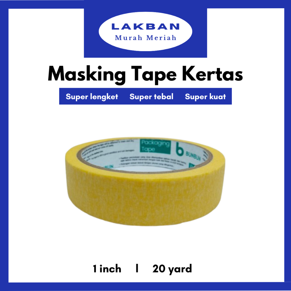 

[DUS 36 PCS] Masking Tape Kertas Kuning 1 inch x 20 yard Lakban Kertas Selotip Lukis Murah Kuat Semarang Bisa Instan