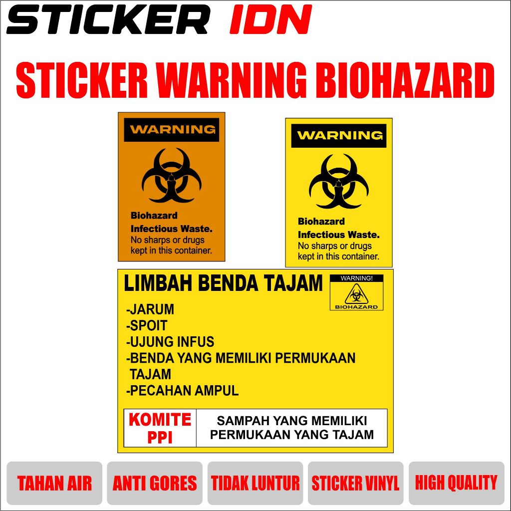 

Sticker Label Biohazard l Stiker Bio Hazard Tahan Air Harga Satuan