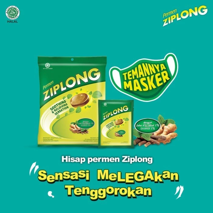 Permen Ziplong Bag 50 Butir - Permen Mint Licorice Melegakan Tenggorokan Menyegarkan Nafas