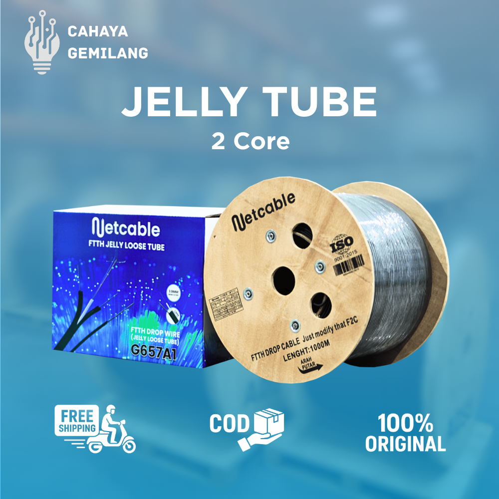 Fiber Optik Jelly Tube 2 Core 4 Core 6 Core 12 Core 1KM |  3 Seling 1.0mm G657A1 - Merk Netcable