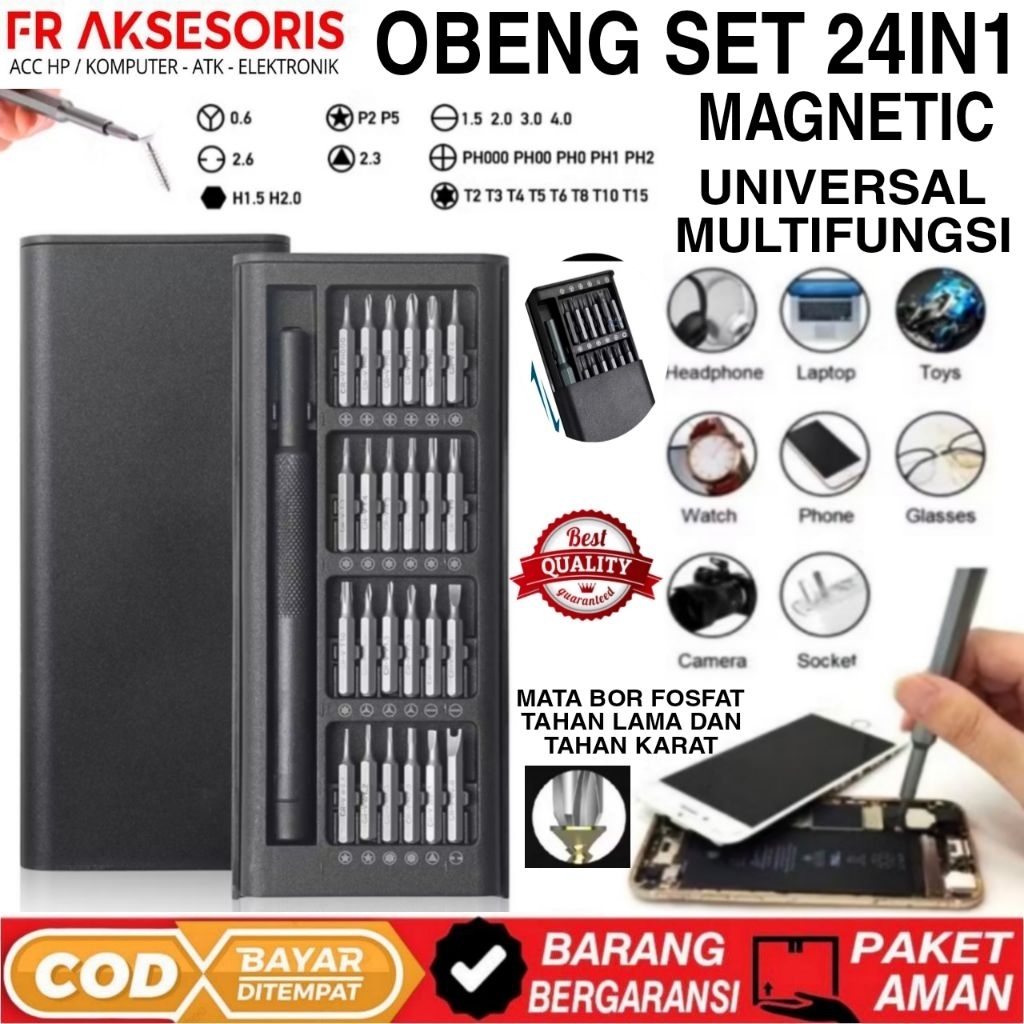 Obeng set 24 in 1 Premium magnetic Obeng set 24in1 obeng Hp obeng servis screwdriver multifungsi Obe