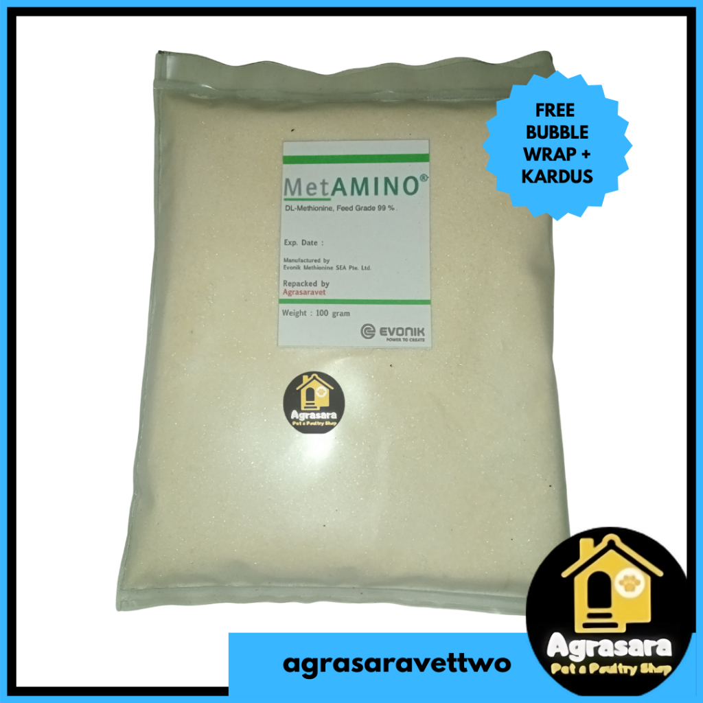 METAMINO DL-METHIONINE 99% METIONIN 100 gr (ASAM AMINO) EVONIK