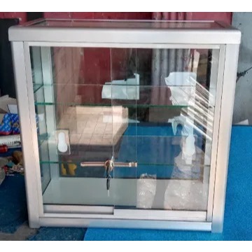 ETALASE ALUMINIUM ETALASE WARUNG ETALASE ROKOK UK 50X50X25 KACA 5 MILI
