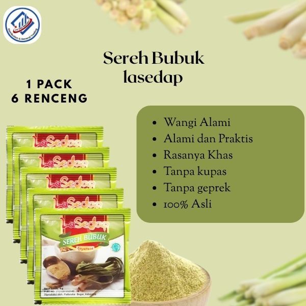 

Bumbu Masak Rempah Sereh Bubuk LaSedap / Serai bubuk Lasedap 3gr 1pack 6renceng/72bks harga ekonomis