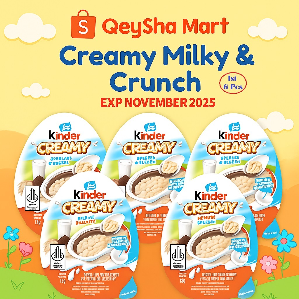 

Kinder Creamy Milky & Crunch 6 Pcs – Coklat Susu Lezat, Lembut & Renyah – Original Halal