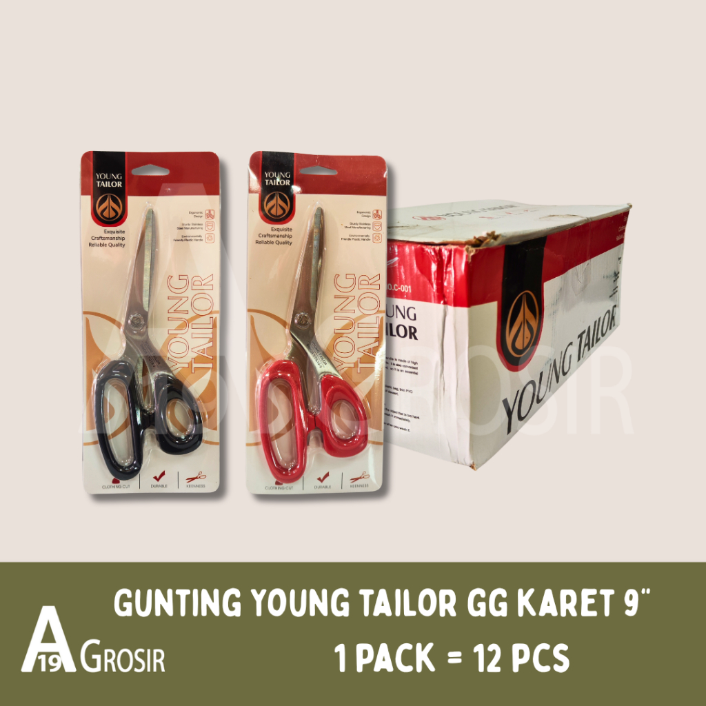 

(1KOTAK=12PCS) Guting Jahit Young Tailor Gagang Karet 9 inci