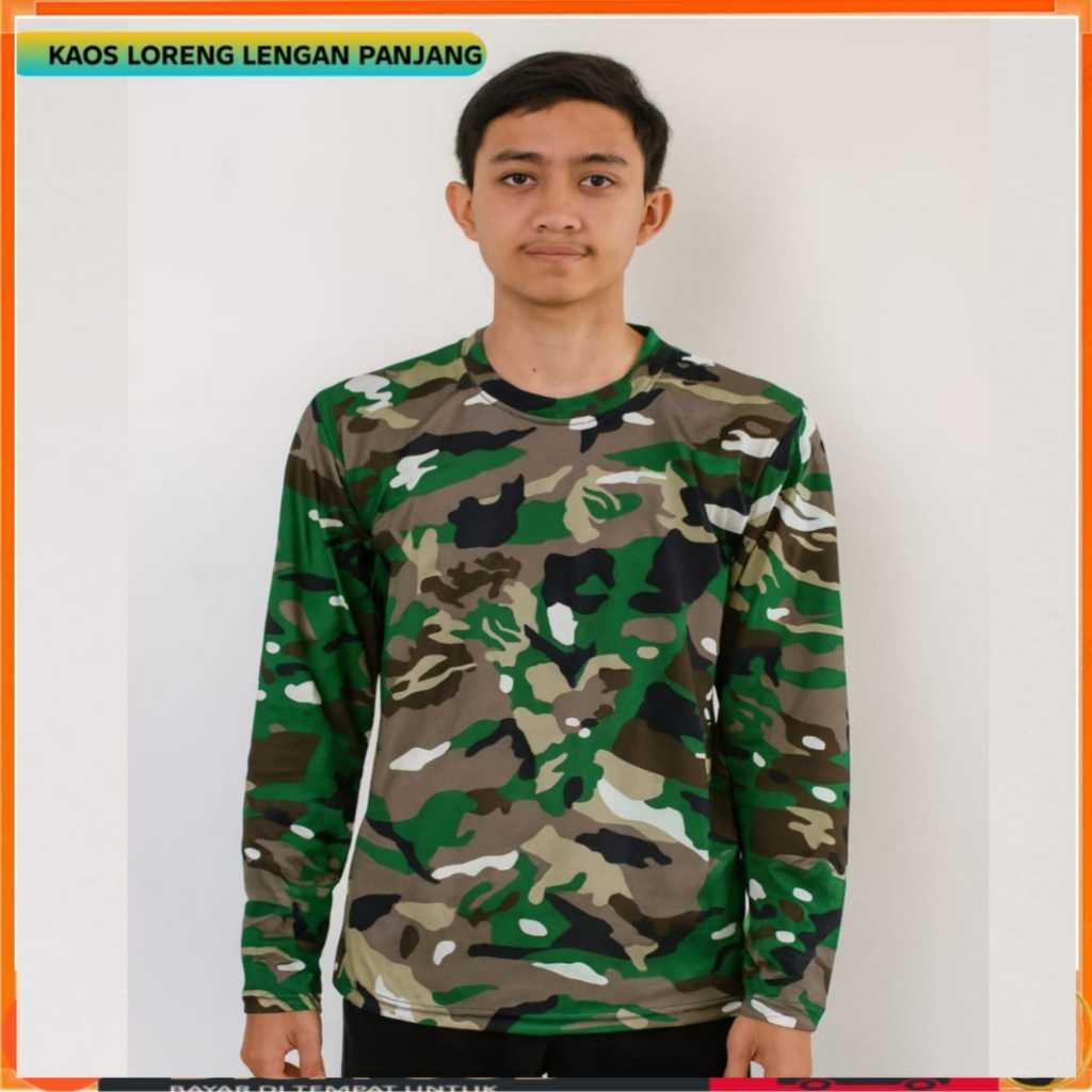 Kaos Army Loreng Lengan panjang Unisex Nyaman Bahan katun PE Termurah - Safanu