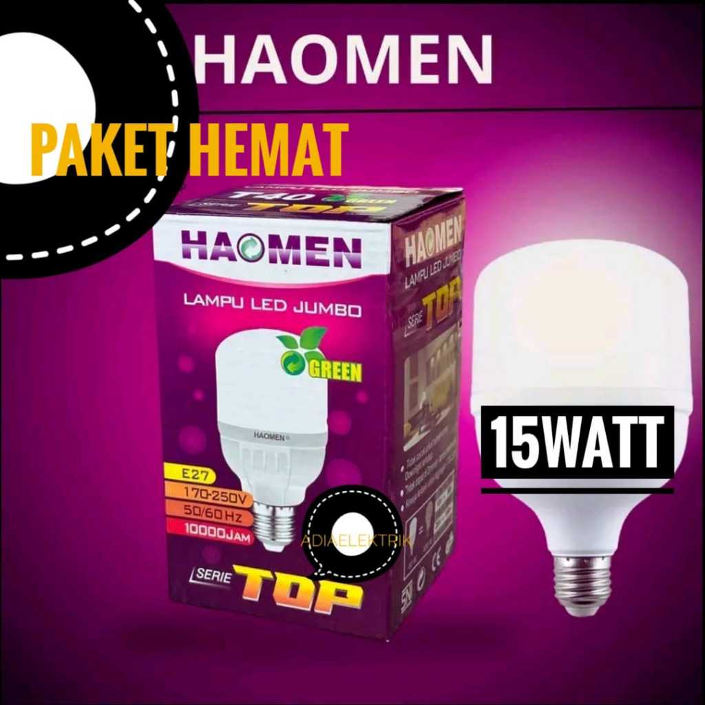 Lampu LED 15W Tabung Jumbo Haomen Daylight / Bohlam Lampu Led Murah