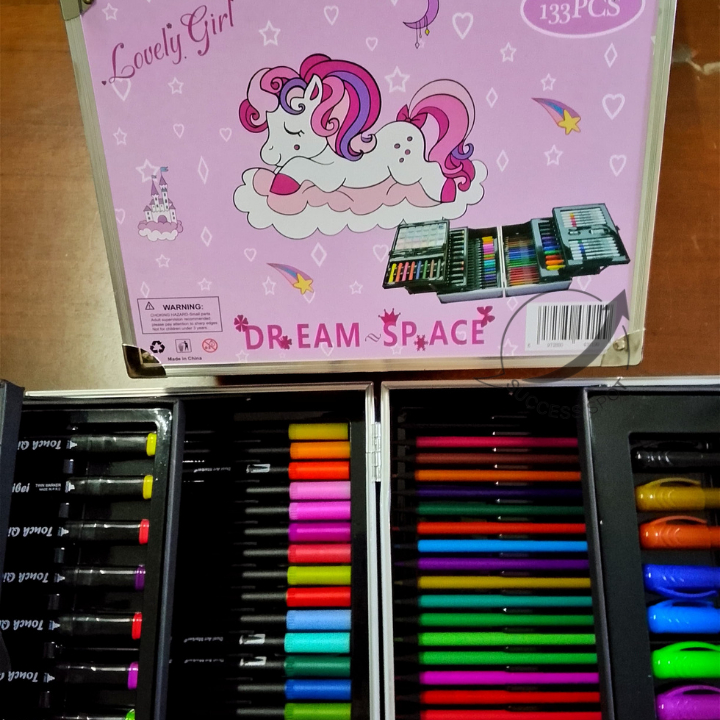 

Crayon Warna Set 128pcs & 133pcs Koper Besi Pensil Menggambar Spidol Krayon