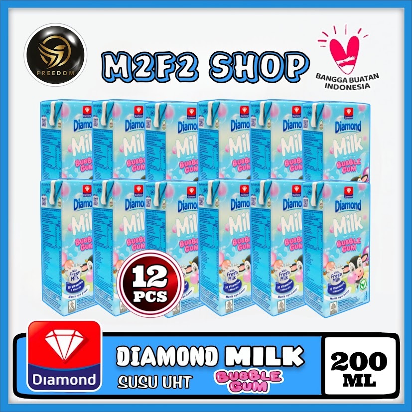 

DIAMOND Milk Bubble Gum | Susu Rasa Permen Karet Kotak UHT - 200 ml (Kemasan 12 Pcs)