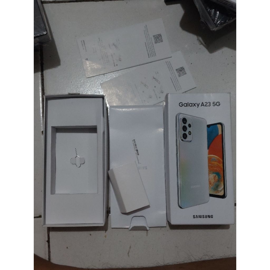 DUS BOX SAMSUNG GALAXY A23 5G SILVER ORI COPOTAN