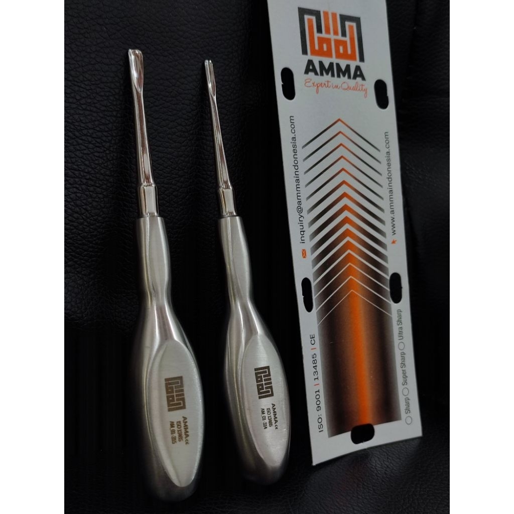 Bein Ungkit Cabut Gigi Elevator Slim Handle Ujung Polos Amma AKL / Bein Root Ekstraksi 3mm & 5mm / B