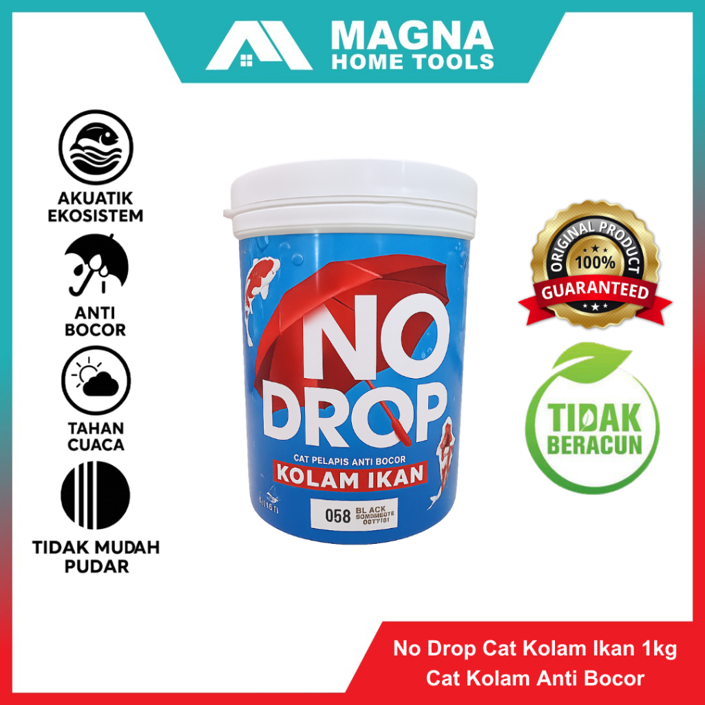 No Drop Cat Kolam Ikan Anti Bocor Tahan Cuaca 1 Kg / 4 kilo Cat Pelapis khusus Kolam 1 liter / 4 ltr