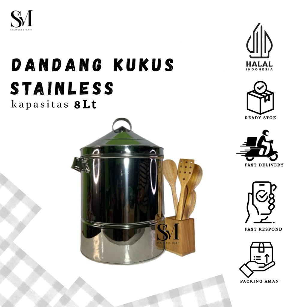 Dandang Stainless Premium/Sablukan Nasi/Dandang Nasi Premium/Dandang Nasi 8L