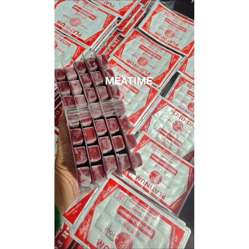 Cacing Beku Cabek Kapsul PLATINUM 100gr Blood Worm Pakan Ikan Cupang Louhan, Koki Predator Makanan I